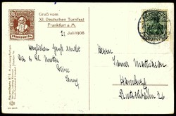 IX. Deutsches Turnfest Frankfurt a. M. 1908, herrl. mehrfarbige ...