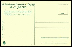 12. Deutsches Turnfest Leipzig Juli 1913, mehrfarbige nationale ...