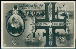XII. Deutsches Turnfest Leipzig Juli 1913, s/w.-Erinnerungs-Karte mit ...
