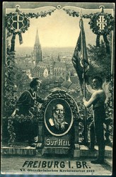XI. Oberrheinisches Kreisturnfest Freiburg 1912, Turner mit Fahne ...
