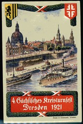 4. Sächsisches Kreisturnfest Dresden 1921, seltene mehrfarbige ...
