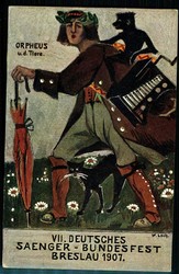 VII. Deutsches Sängerbundfest Breslau 1907, seltene, mehrfarbige ...