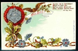 Mehrfarbige Lithokarte des Deutschen Radfahrerbundes 'All Heil!' mit ...