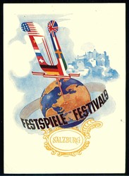 Salzburger Festspiele 1950, mehrfarbige Festpostkarte mit entspr. ...