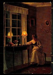 Köthen, sitzende Frau beim Buch lesen, gelaufen 1913, Erhaltung ...