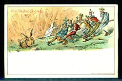 seltene, mehrfarbige Humorkarte zum Anti - Alkohol Kongress 1901, ...