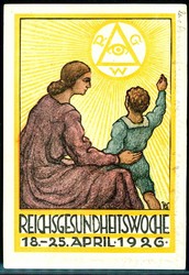 mehrfarbige Erinnerungskarte an die Reichsgesundheitswoche April 1926 ...