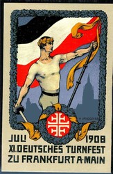 mehrfarbige Werbekarte zum XI. Deutschen Turnfest Frankfurt am Main ...