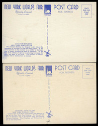 Weltausstellung 1939 in New York, zwei mehrfarbige, futuristische ...