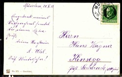 Mehrfarbige AK 1918 mit Münchner Kindl in den Alpen, gelaufen, ...
