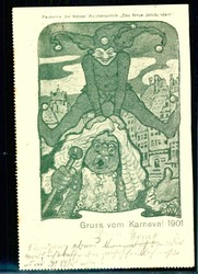 Gruß vom Karneval Essen 1901, einfarbige Humor-Postkarte mit ...