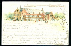 Weltausstellung Brüssel 1897, Farb-Litho mit Ausstellungsgebäude, ...