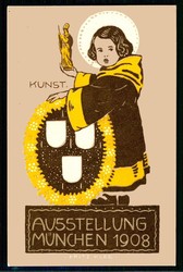 Ausstellung München 1908, Kunst-Karte von Fritz Klee mit Münchner ...
