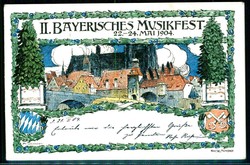 2. Bayrisches Musikfest Mai 1904, seltene Künstlerkarte zum Ereignis ...