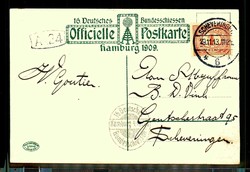 16. Deutsches Bundesschießen Hamburg 1909, Farbkarte mit Bierhalle, ...