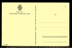 14. Deutsches Turnfest Köln 1928, Gedenkkarte mit Turnvater Jahn vor ...
