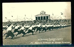 Leipzig, XII. Deutsches Turnfest 1913, Fotokarte mit Freiübungen der ...
