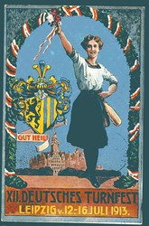 Leipzig, XII. Deutsches Turnfest 1913, offizielle Festpostkarte mit ...