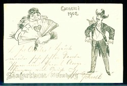 Karneval-Karte aus der Sängerklause Nürnberg 1902, gelaufen, ...