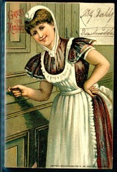 Mehrfarbige Karte der Zentral-Buchhandlung Nielsen-Dienstmädchen, ...