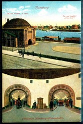 Mehrfarbige AK, Hamburg Ein- und Ausfahrt sowie Elbtunnel Hamburg ...
