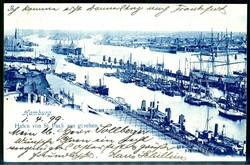 s/w.-Karte Hamburg Hafen von St. Pauli aus gesehen, echt gelaufen aus ...