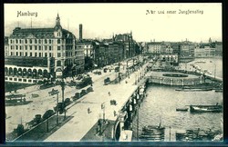 s/w.-AK, Hamburg-alter und neuer Jungfernstieg, echt gelaufen, ...