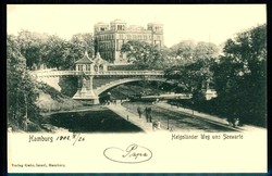 s/w.-Karte, Hamburg-Helgoländer Weg und Seewarte, beschriftet, ...