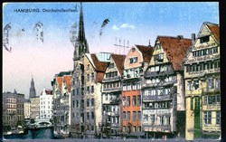 Mehrfarbige Karte, Hamburg-Deichstraßenfleet, echt gelaufen, aus den ...