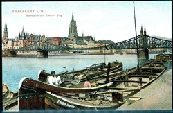 Mehrfarbige Karte, Frankfurt/Mainpartie und Eiserner Steg, ...