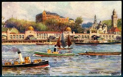 Mehrfarbige Gemälde-Karte, Hamburg-St. Pauli Landungsbrücken, nach ...