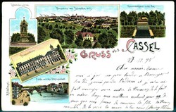 Litho-Karte 'Gruß aus Kassel' mit div. Ansichten, dabei ...