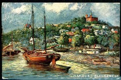 Hamburg-Blankenese, Gemälde-Karte, gebraucht als Feldpostkarte aus ...