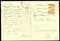 Humor-Karte, Kinder beim Einkaufen auf dem Markt, gelaufen August ...