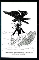 Humor-/Karikatur-Karte, österreichischer Doppeladler greift an ...