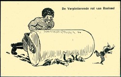 Antideutsche Propagandakarte, Russland überrollt Deutschland, um ...