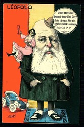 Belgische Satire-Karte über König Leopold, Künstler-Karte, um 1900 ...