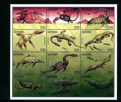 1996, Prähistorische Tiere-Kleinbogen, Delfin, dolphin.