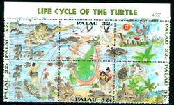 1995, Seeschildkröten-Sechserblock, turtle.Alter Preis: 4,30€