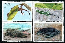 1986, Kriechtiere-Viererblock, Schildkröte, turtle.