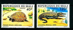 1976, 40 Fr. Schildkröte und 120 Fr. Nilkrokodil, turtle.