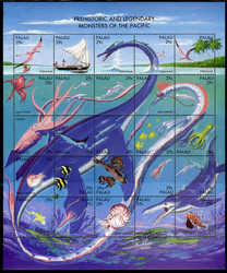 1993, prähistorische Meerestiere-Zusammendruckbogen.Alter Preis: 8 ...