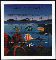 1998, Meerestiere-Kleinbogen, Hai, shark.