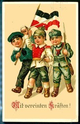 Nationale Kinder-Grußkarte aus der Zeit des I. WK: hier 'Mit ...