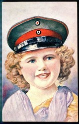 Nationale Kinder-Grußkarte aus der Zeit des I. WK: hier Mädchen mit ...