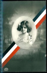 Nationale Kinder-Grußkarte aus der Zeit des I. WK: hier 'Mädchen ...