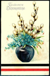 Oster-Grußkarte aus dem I. WK: mehrfarbige Karte, als Feldpost ...