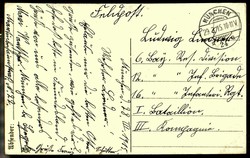 Oster-Grußkarte aus dem I. WK: mehrfarbige Karte, als Feldpost ...