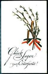 Oster-Grußkarte aus dem I. WK: mehrfarbige Grußkarte als Feldpost ...