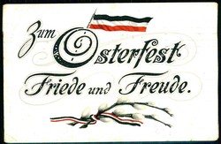 Oster-Grußkarte aus dem I. WK: schwarz/rot-Grußkarte, als Feldpost ...